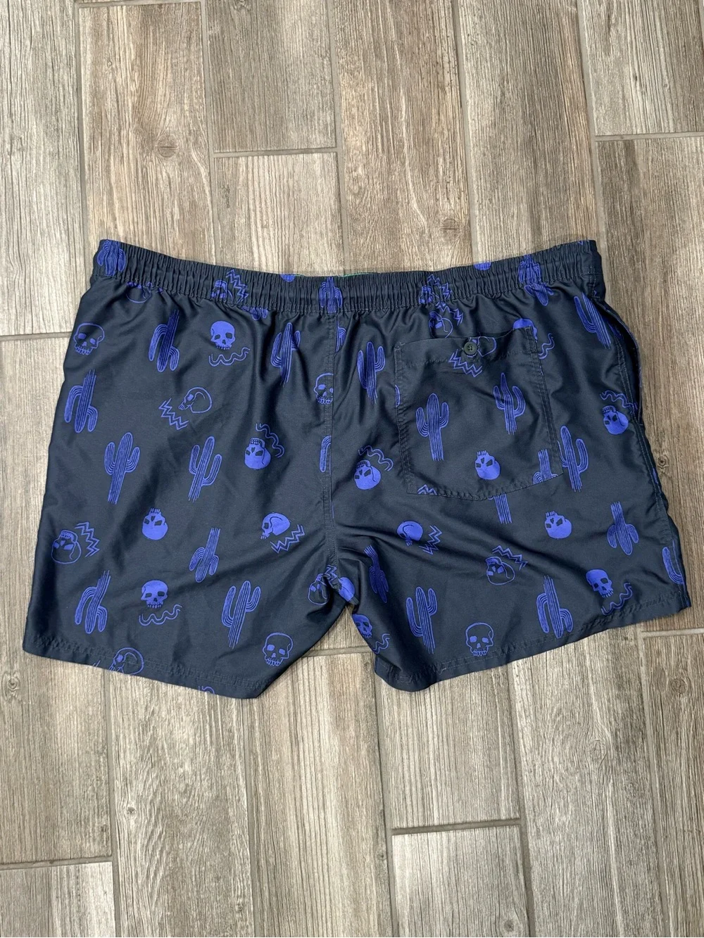 No Boundaries Men's Swim Trunks Charcoal Gray Purple Skull Cactus Pattern 3XL